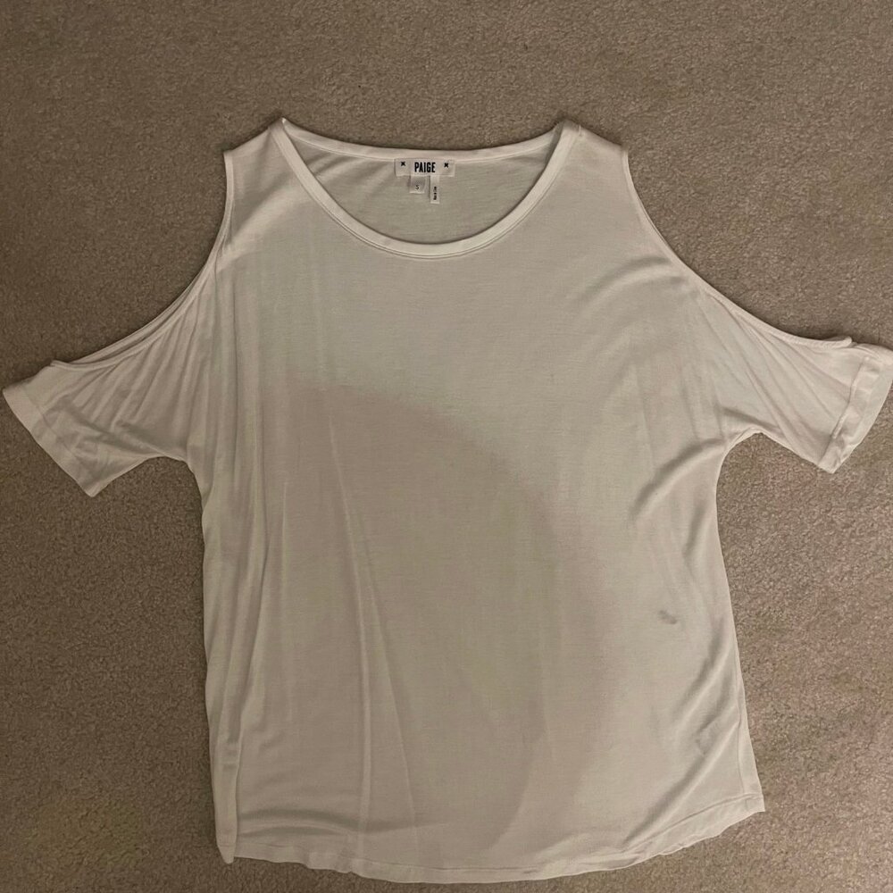 Paige White Tee - open shoulder